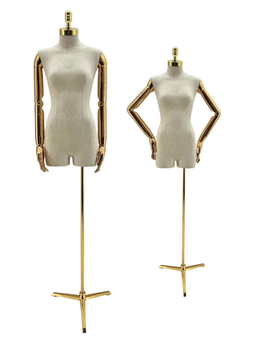 Female Body Form with Gold Chrome Arms & Tripod Base – New Tech Display
