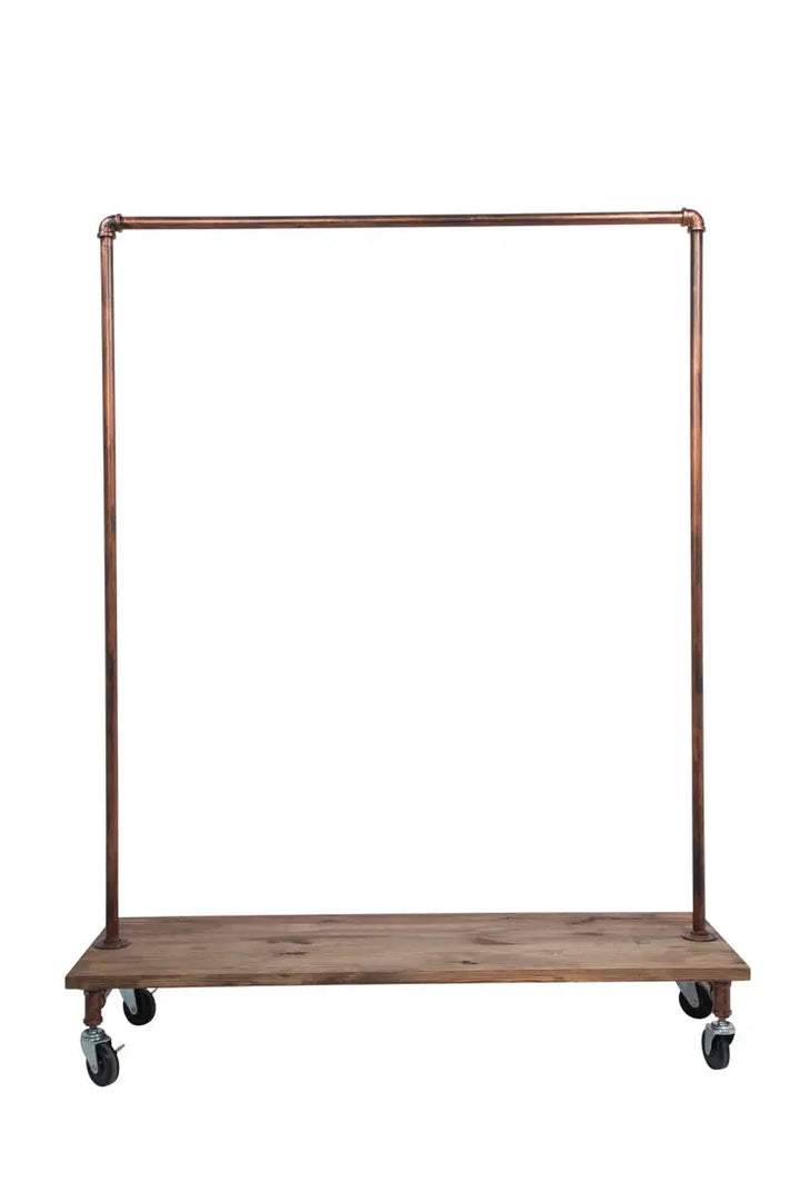 Single Clothing Rack with Wooden Base – Industrial Style – New Tech Display